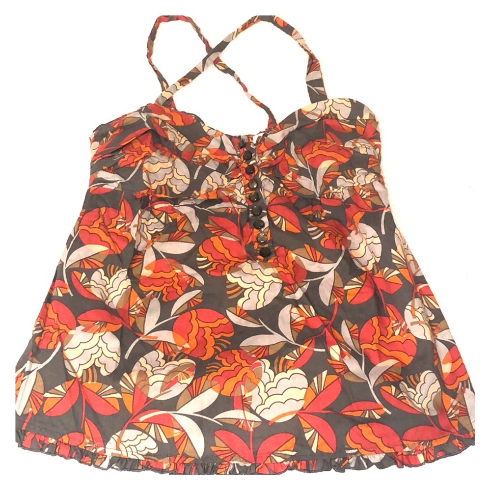Cute flower print, cross strap, summer top.